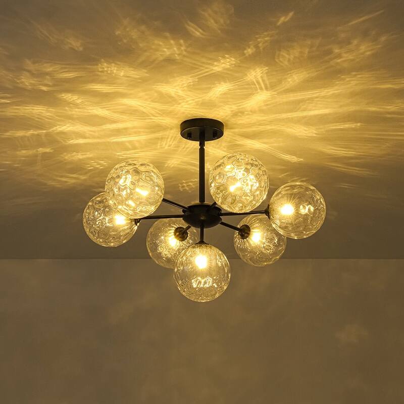 Contemporary Water Glass Bubble Round Tiered Chandelier 25.6 in