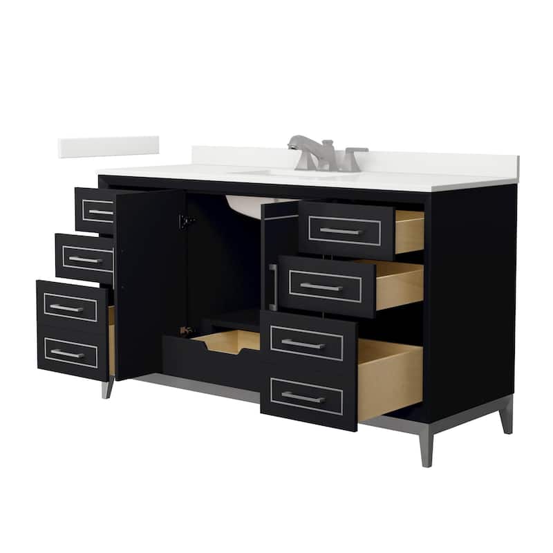 Wyndham Collection WCH515160S-QTZ-US3MXX Marlena 60" Free Standing