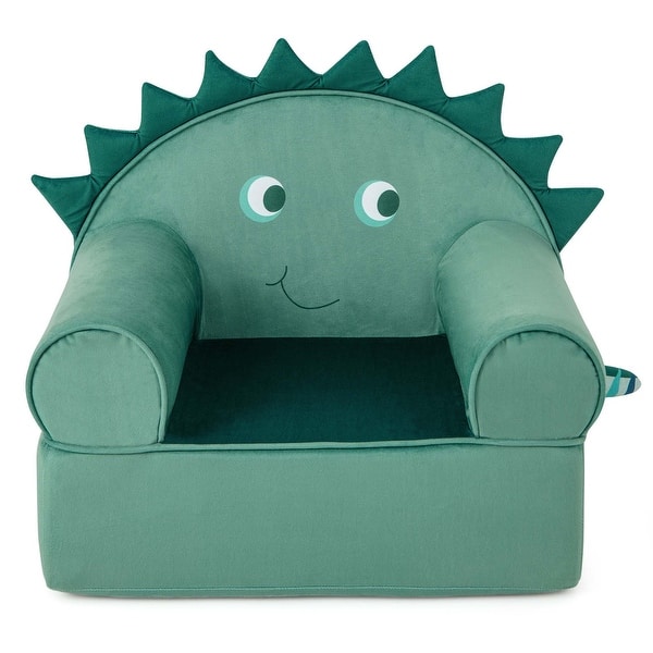 slide 2 of 10, Costway Kids Sofa Foam Filled Armchair Dinosaur Cuddly Toddler Couch - See Details Green - See Details