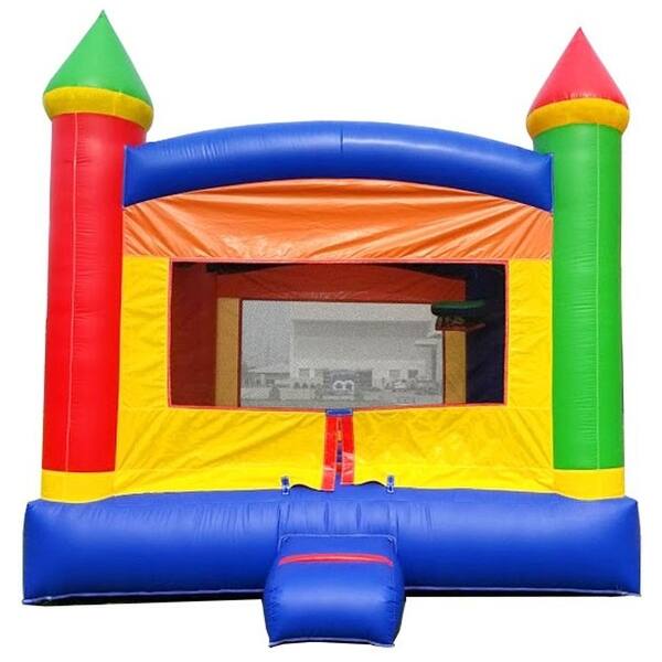 slide 2 of 5, Pogo Bounce House Crossover Kids Inflatable Bounce House with Blower, Rainbow Jumper