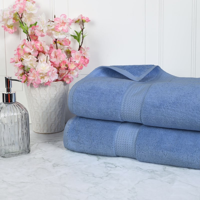 Blue Nile Mills Luxury 2-Piece Egyptian Cotton Bath Sheet Set, Thick Absorbent Oversized Bathroom Towels
