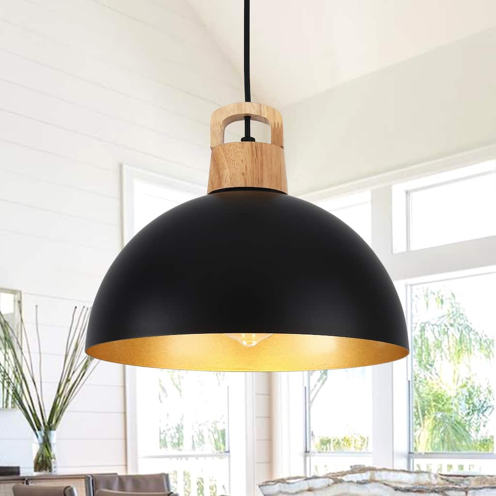 1-Light Pendant Light with Dome Shape, Classic Semi Flush Mount Chandelier for Dining Room Living Room Bedroom Kitchen