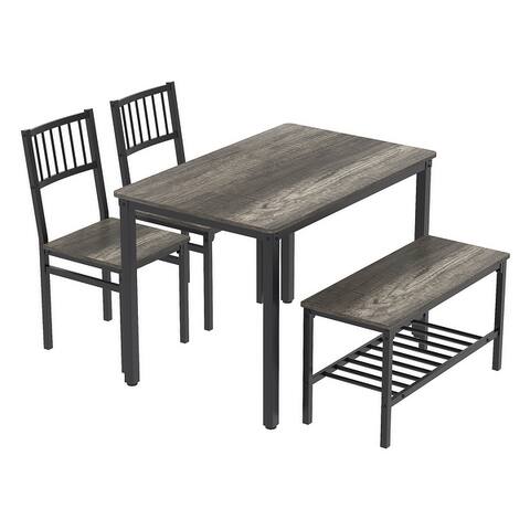Teraves Dining Table Set with 2 Chairs and a Bench Console Table with Storage for Home Kitchen Entryway