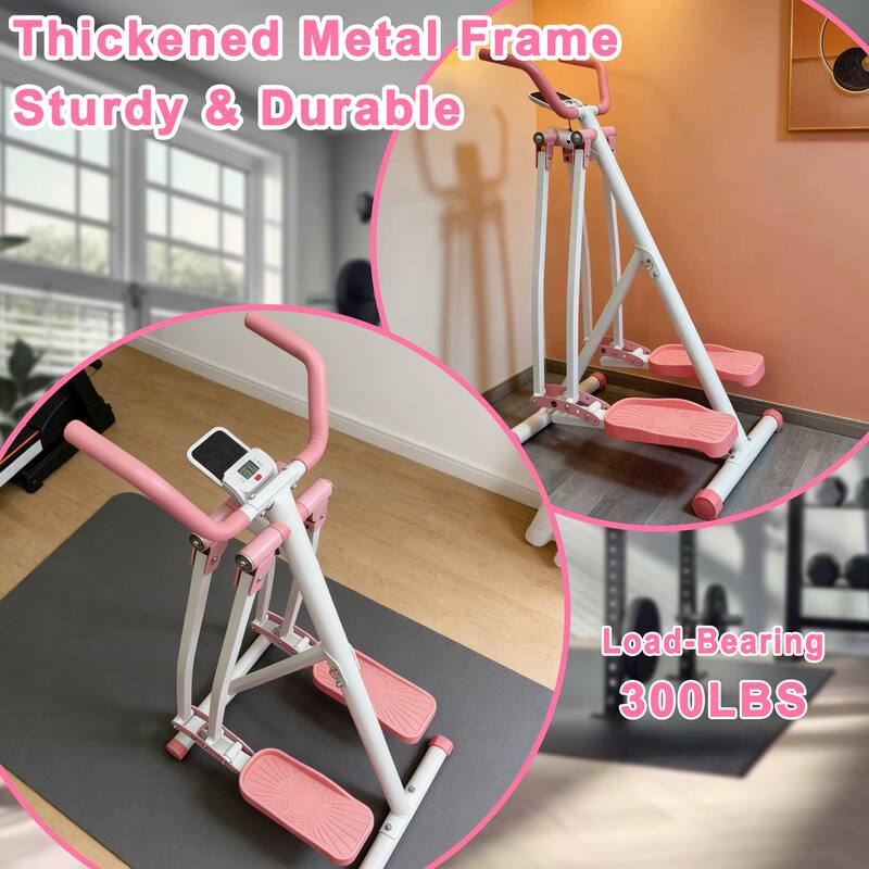 Air Walking Elliptical Machine, Foldable Cardio Cross Trainer Glider for Full-Body with LCD Display