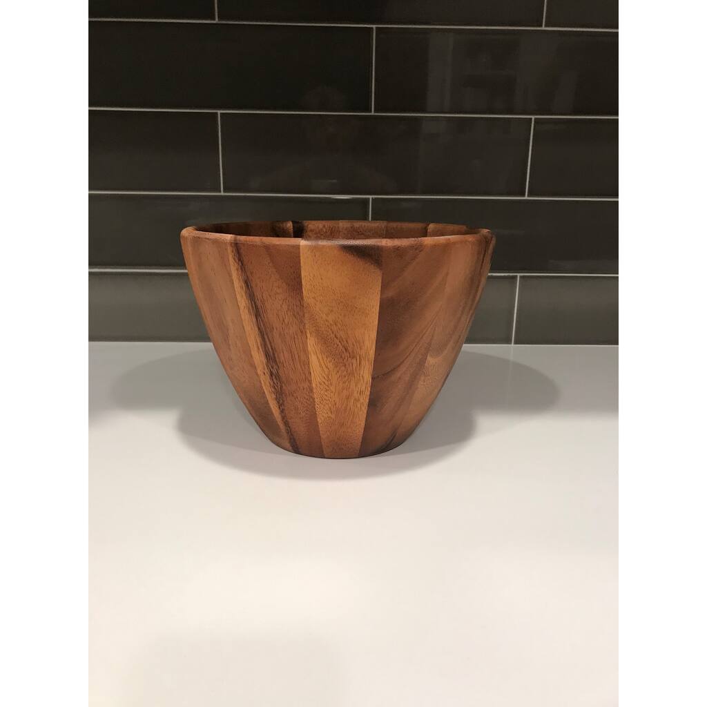 Red Vanilla Acacia Large Wood Salad Bowl -10" x 7"