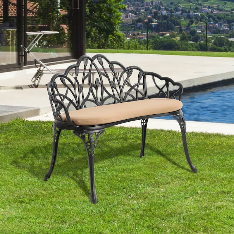 HOMEFUN Aluminum Outdoor Tulip Garden Bench