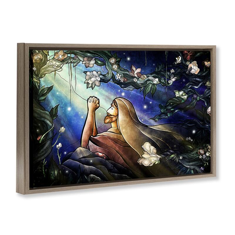 Stupell Religious Gethsemane Prayer Framed Floater Canvas Wall Art Design By Mandie Manzano