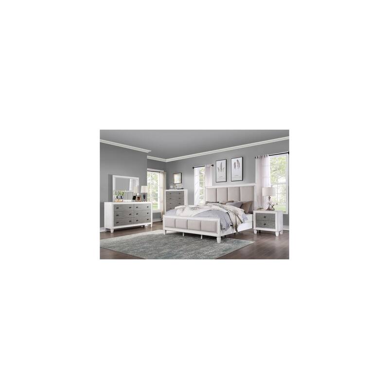 Queen Size Bed Frame - Asian Style Platform Bed - Linen Fabric Bedroom Furniture