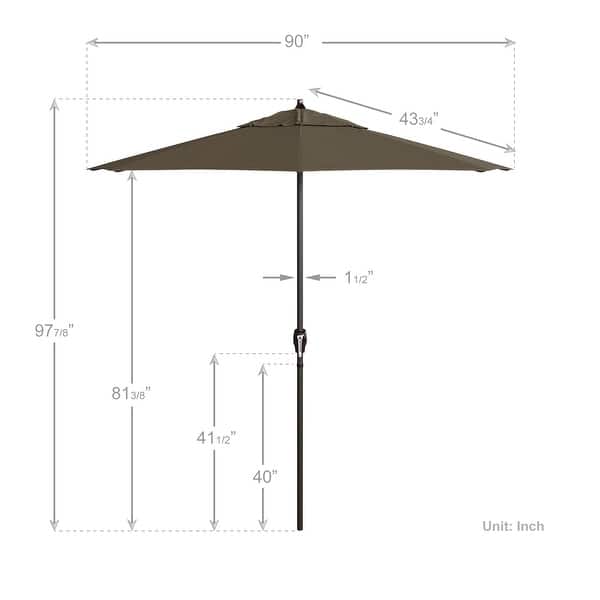 dimension image slide 15 of 20, North Bend 7.5 Crank Lift Auto Tilt Patio Umbrella with Outdoor Rated Olefin Fabric by Havenside Home
