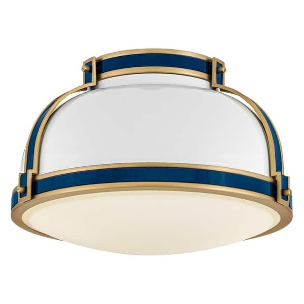 slide 2 of 11, Hinkley Lighting 46351 Barton 2 Light 15" Wide Flush Mount Ceiling Brass Gold / Navy