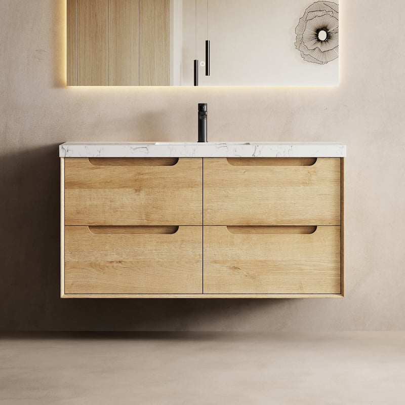 Prismis 36" 48" Wall-Mount Premium Bathroom Vanity with Upgraded Top