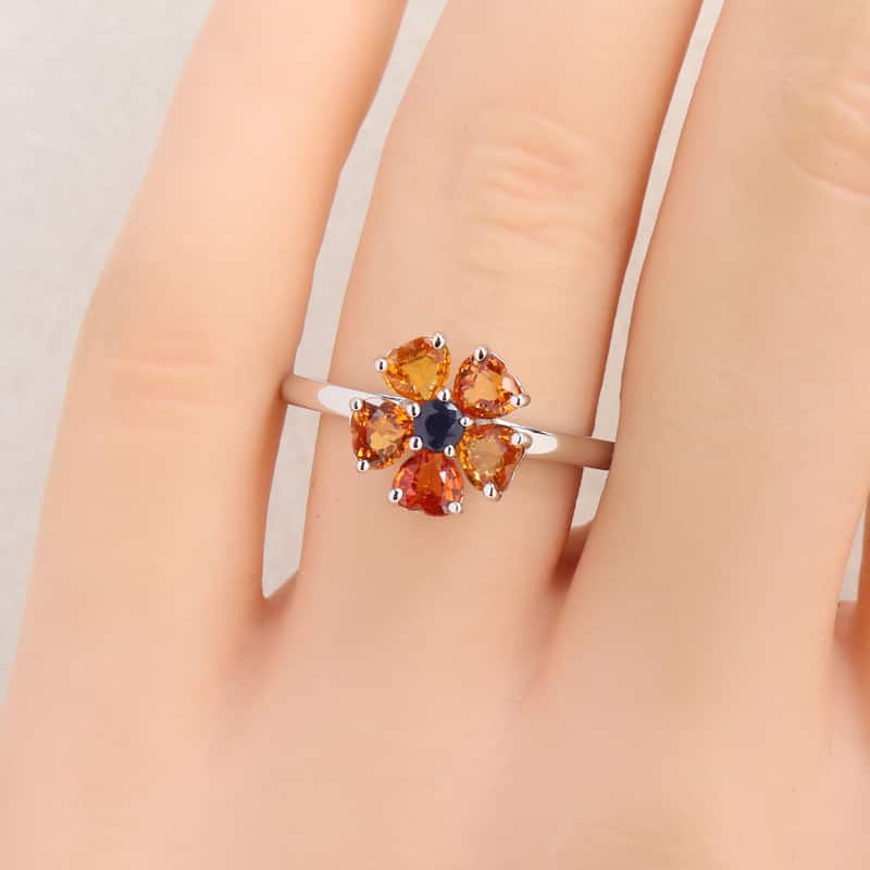 Miadora Multi-Gem Floral Ring Sterling Silver