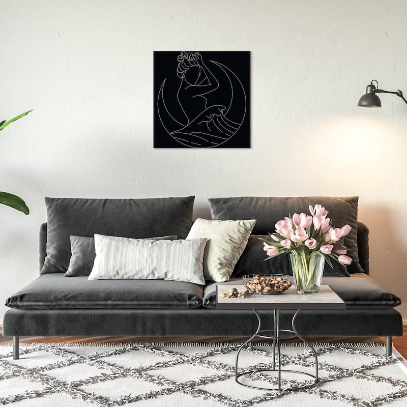 Wynwood Studio Canvas Fantasy and Sci-Fi Lunar Tide Beauty Black and Antique White Modern & Contemporary Wall Art Canvas Print - 20 x 20