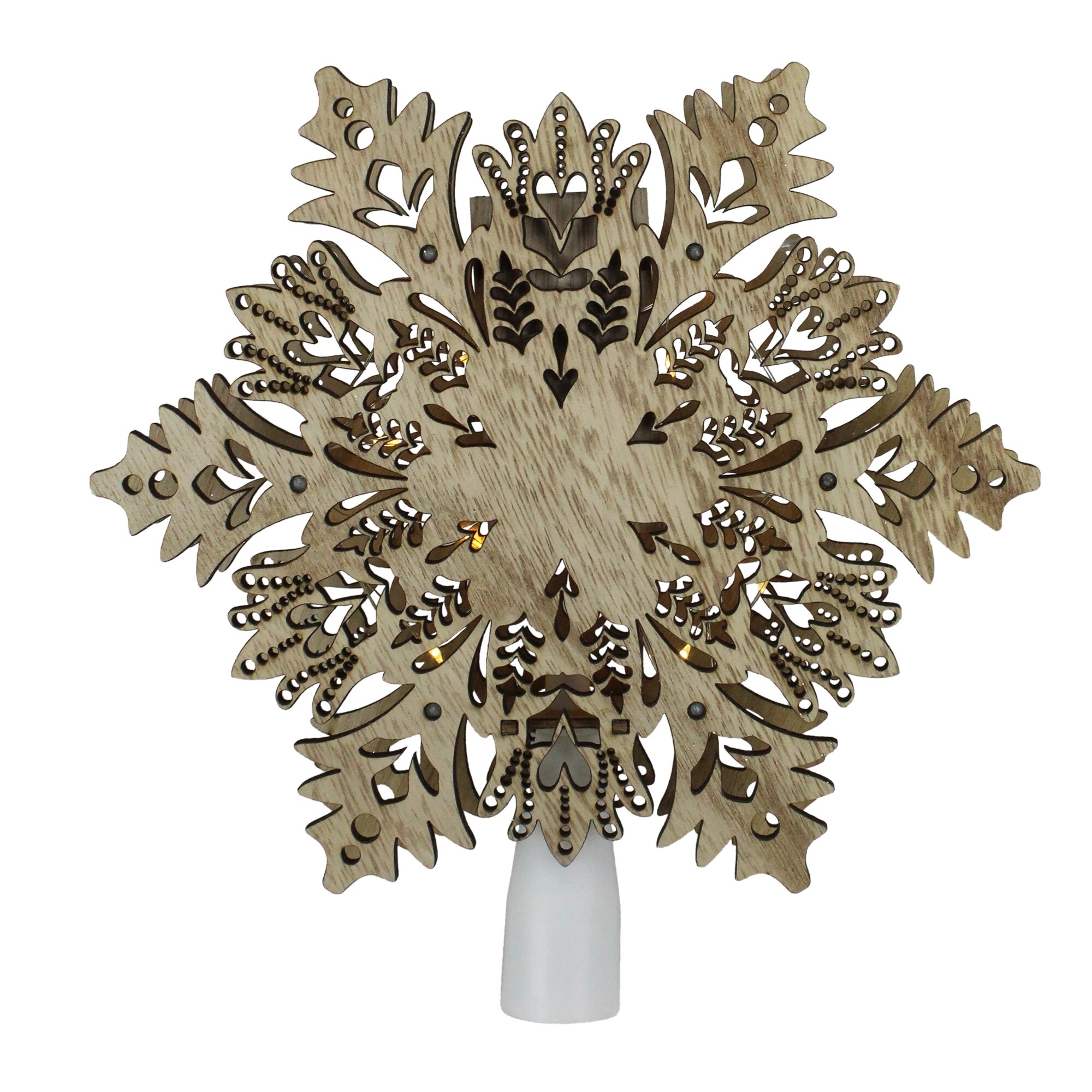 Shop 8 5 Lighted Brown Battery Operated Snowflake Christmas Tree Topper Clear Lights Overstock 29215282
