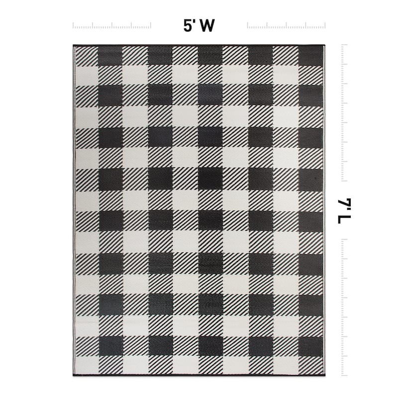 Buffalo Plaid Reversible Plastic Outdoor Rugs