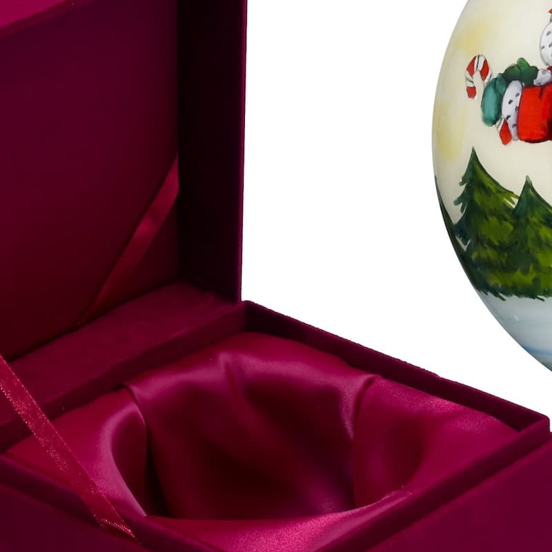 Ice Skating Mr. and Mrs. Santa Hand Painted Mouth Blown Glass Ornament - 3"x 3" x 3"