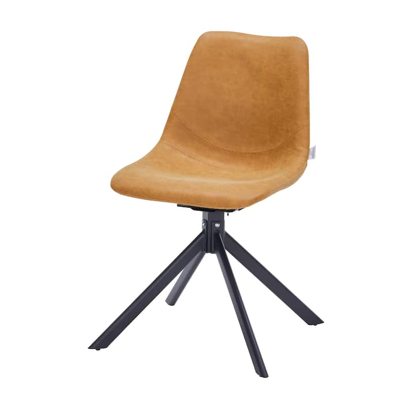 Markley Leather Dining Chair 360 Degree Swivel with Iron legs Modern Accent Side Chair Set of 2