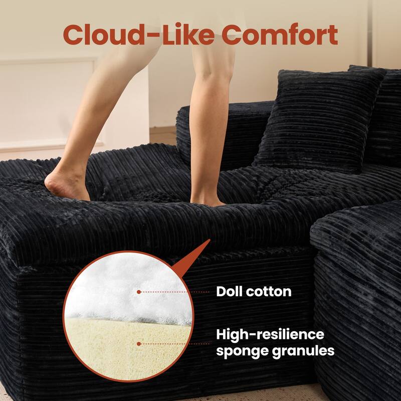 OVIOS No-Assembly L-Shaped Chaise Sofa