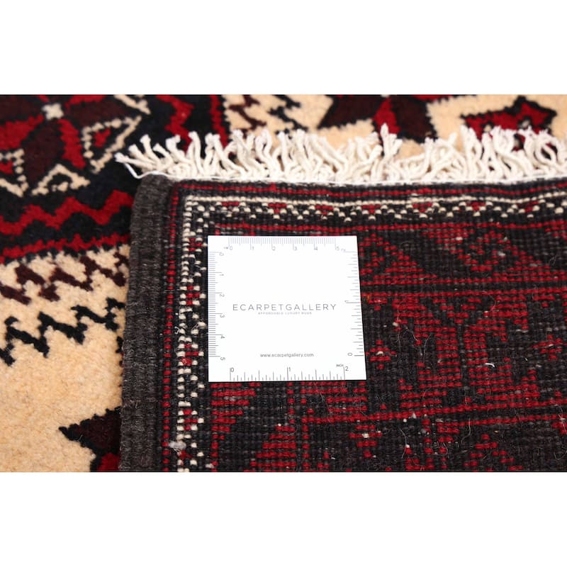 ECARPETGALLERY Hand-knotted Teimani Ivory, Red Wool Rug - 3'2 x 6'1