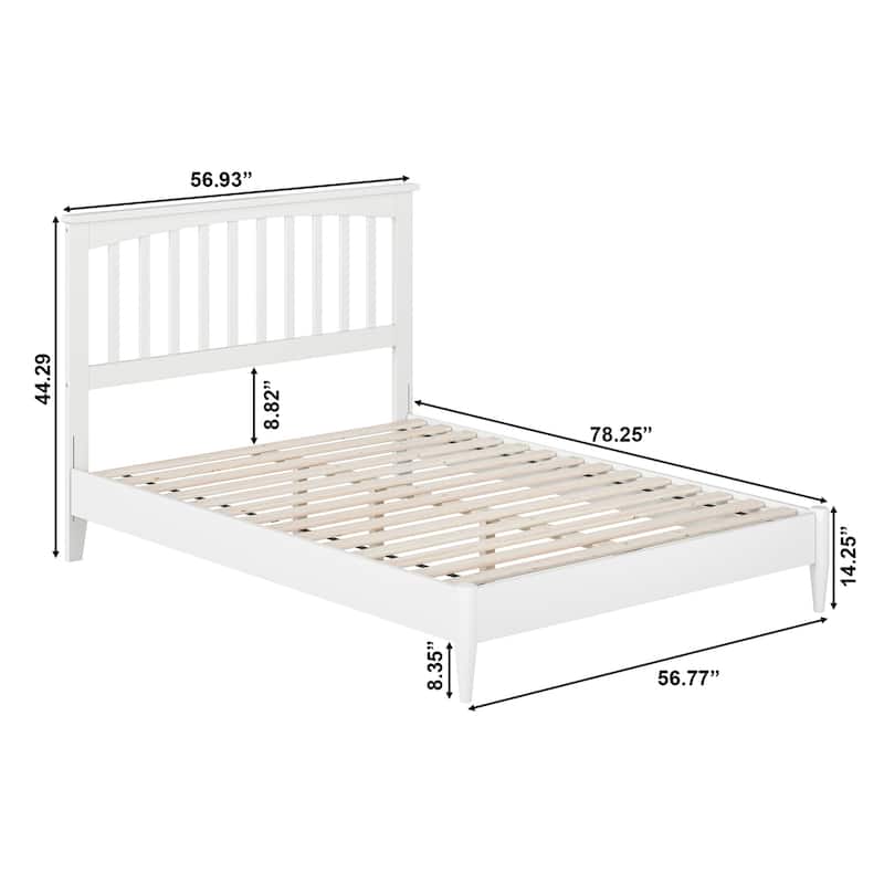 Low Profile Platform Bed - Solid Wood Bed Frame, Modern Minimalist Design, USB Charging Ports, Full, Queen, King Sizes