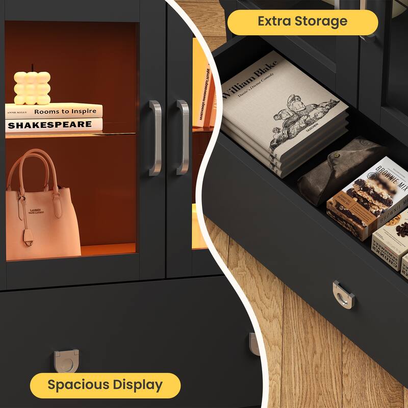 27'' Tall Display Cabinet with Acrylic Doors and LED Lights - N/A