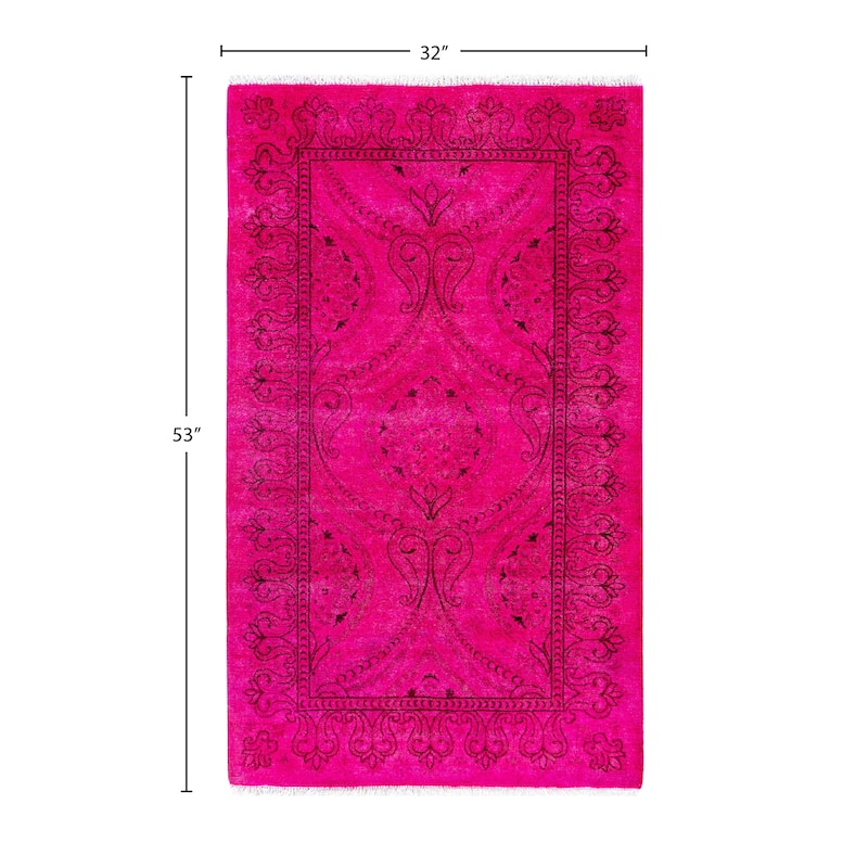 Overdyed One-of-a-Kind Hand-Knotted Area Rug - Pink - 2' 8" x 4' 5"