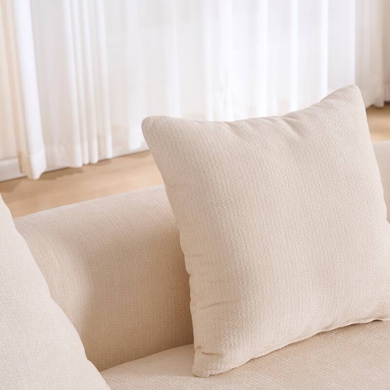 GDFStudio - Crescent-Shaped 67" Chenille Sofa with Self-Inflating Foam and Modular Design