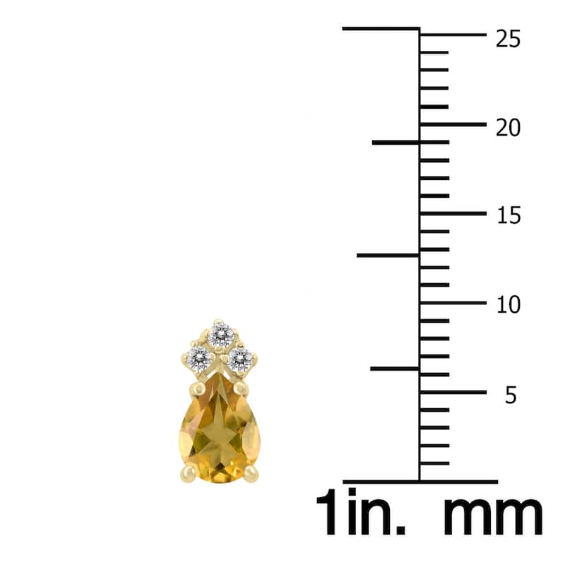 Marquee 14K Yellow Gold 6x4MM Pear Citrine and Diamond Earrings