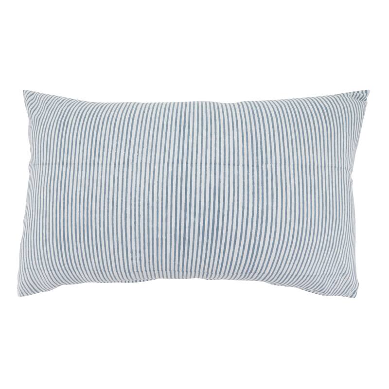 Classic Stripe Cotton Throw Pillow - Timeless Ticking Stripe Design for Sofa, Bed & Accent Styling, 14"x22" - Blue - 14"x22" - Cover Only