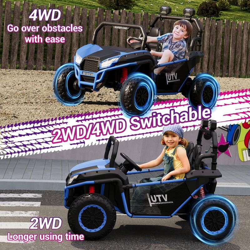 24V Kids Electric Car, 2-Seater UTV Off-Road