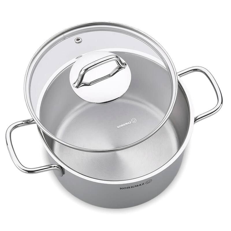 2 Piece 4 Liter Stainless Steel Casserole with Lid in Silver