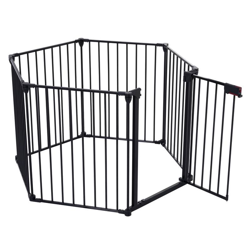 Black Steel 4-in-1 Configurable Safety Gate for Kids and Pets