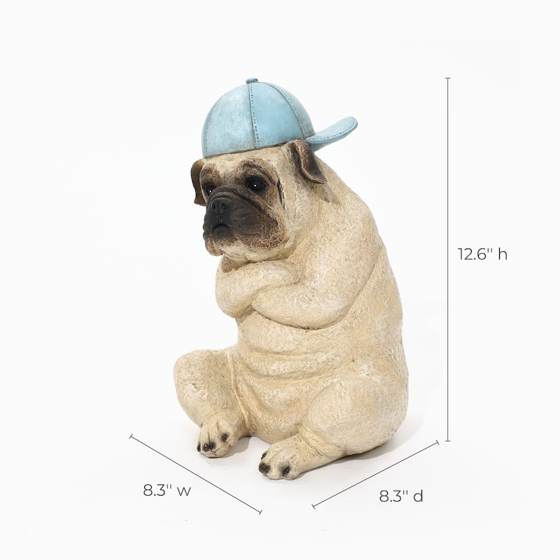 Baseball Fan Puppy Dog with Skateboard Sculpture Resin Statue, Indoor and Outdoor