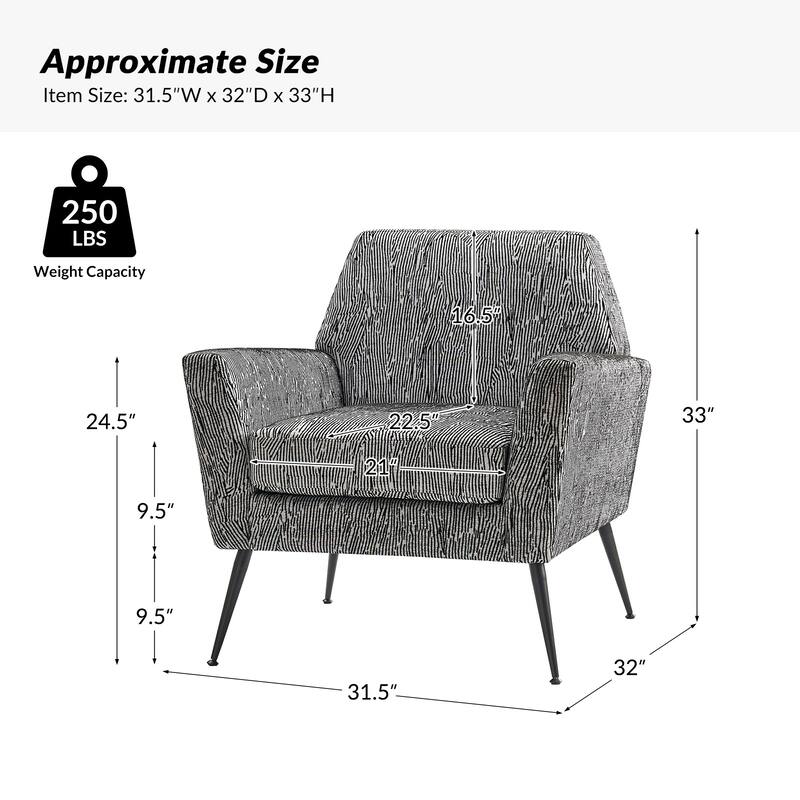 Silas Modern Armchair with Metal Legs by HULALA HOME