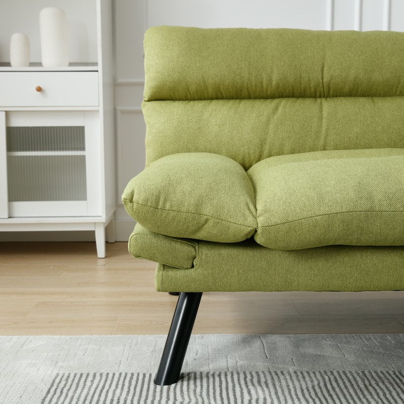 Modern Upholstered 2 Seaters Sleeper Sofa with Thick Cushion and Metal Feet