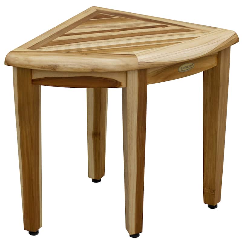 EcoDecors Snazzy Corner, Teak Shower Bench, Shower Stool, Shower Stool for Shaving Legs, Teak Bench Shower, Bathroom Bench - NATURAL TEAK