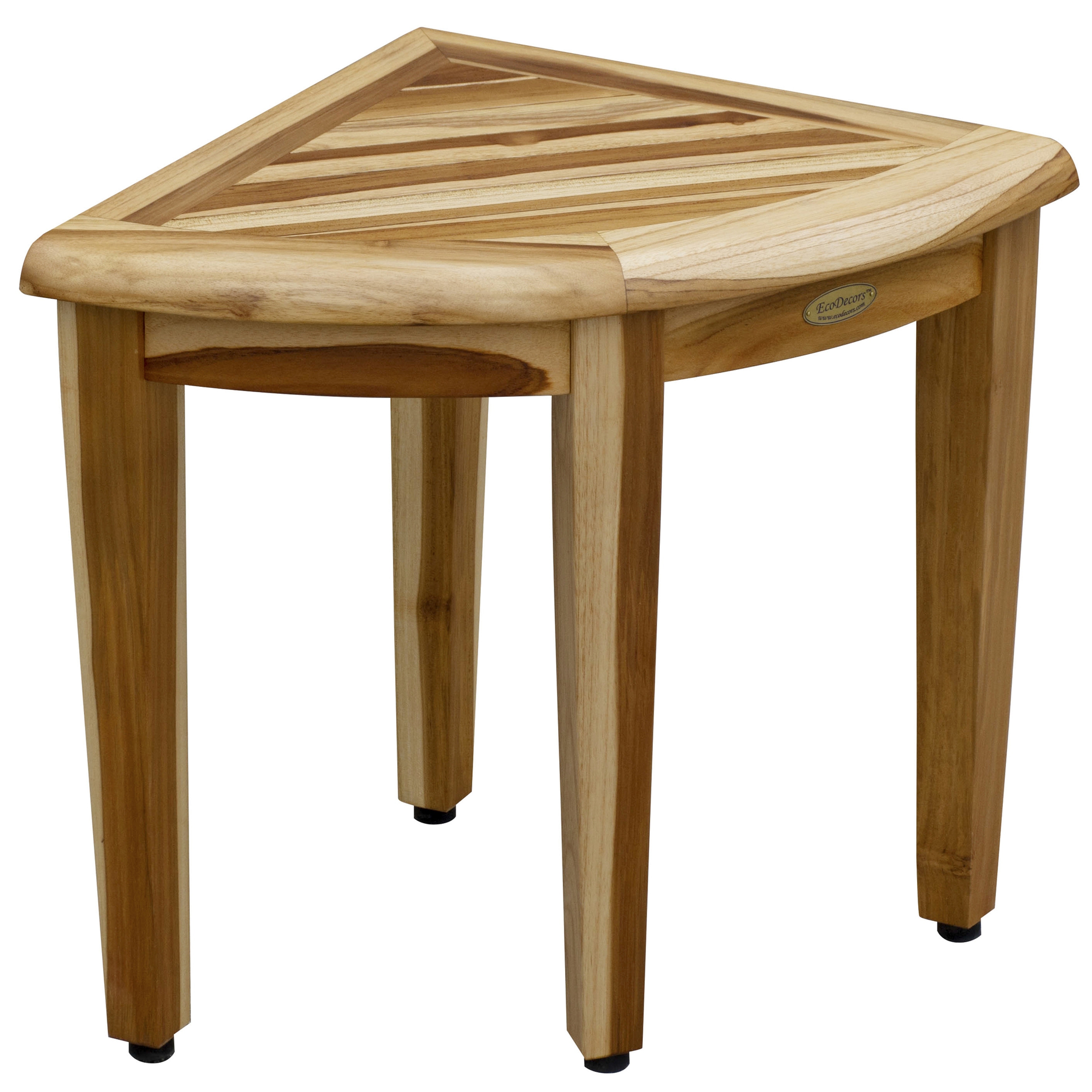 EcoDecors SnazzyCorner EarthyTeak 18" Teak Corner Shower Bench