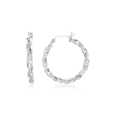 Sterling Silver Round Twisted Hoop Earrings