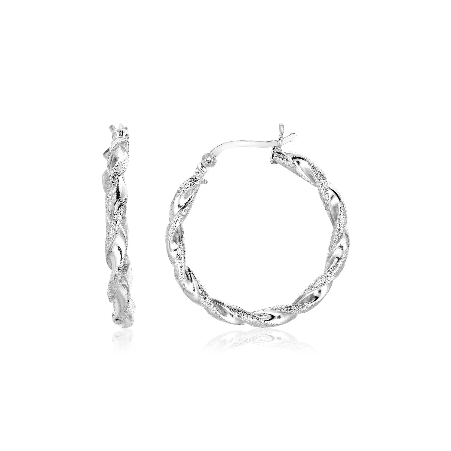 MayaMila Sterling Silver Round Twisted Hoop Earrings