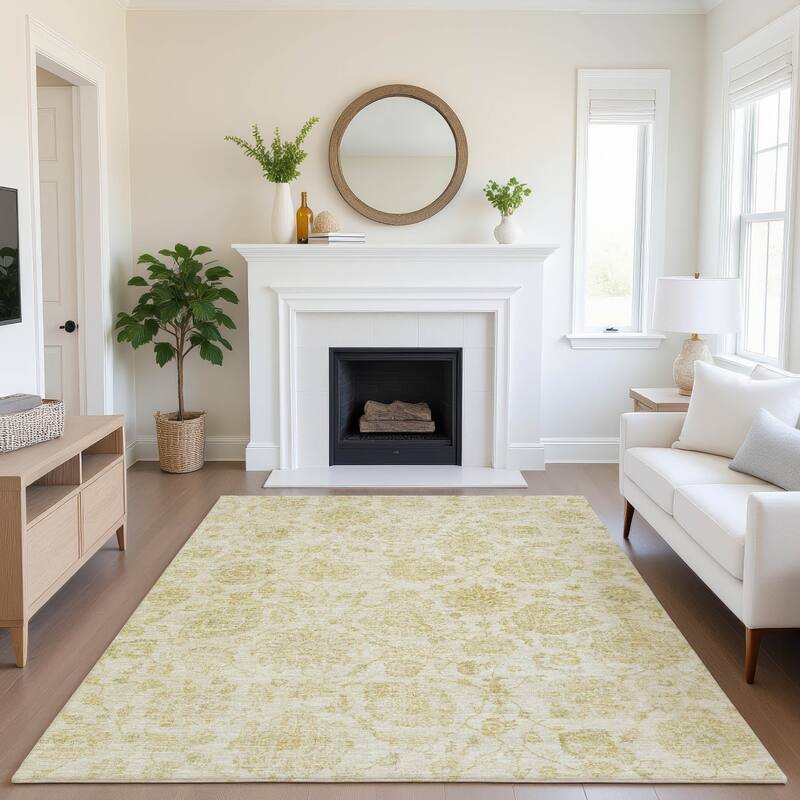 Premium Washable Super Soft Traditional Kashan Mayfield Rug - 5' x 7'6" - Gold