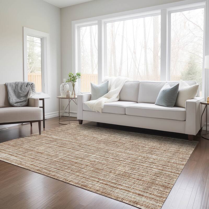 Machine Washable Indoor/ Outdoor Chantille Contemporary Striped Rug