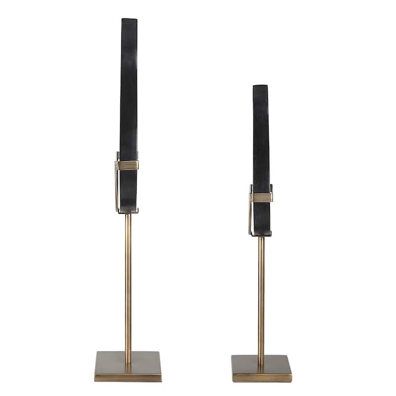 Uttermost Black Flame Sculptures, Set of 2 - 7.25"W x 24.25"H x 4.5"D