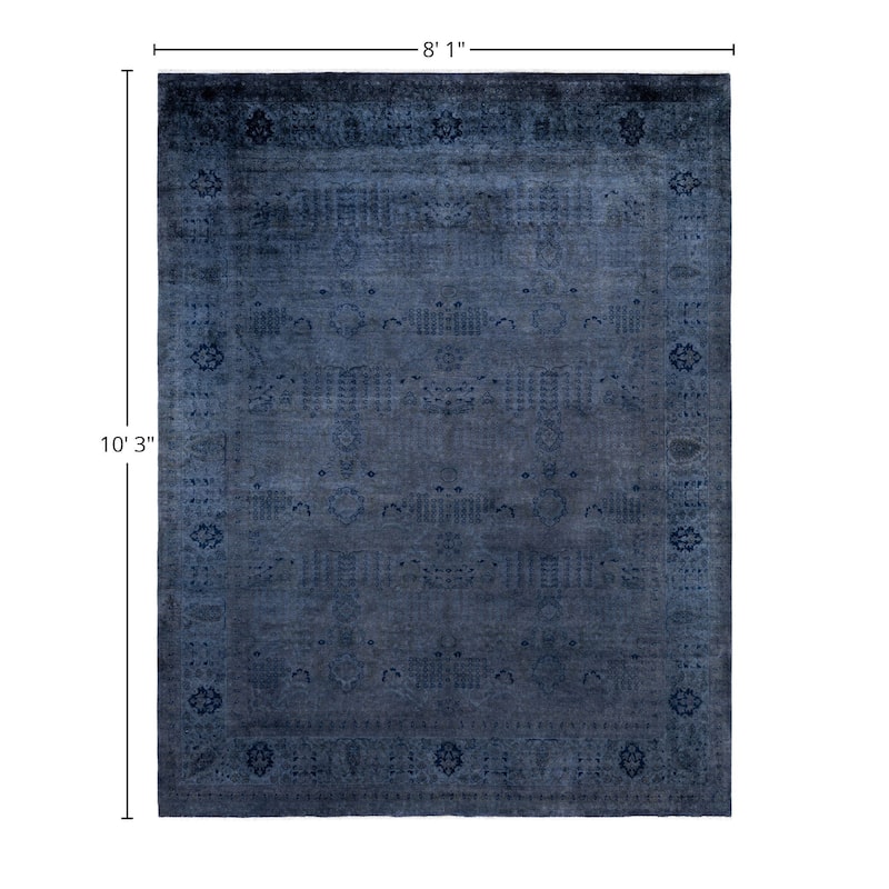 Overdyed One-of-a-Kind Hand-Knotted Area Rug - Black - 8' 1" x 10' 3"
