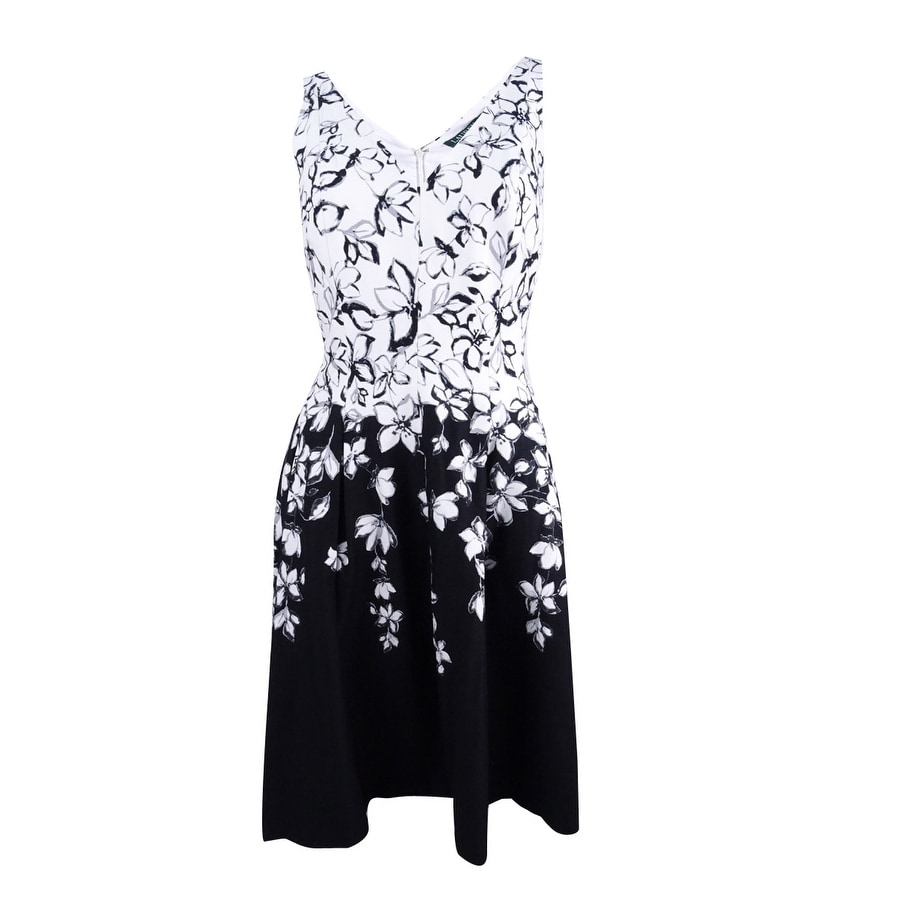 ralph lauren black and white floral dress