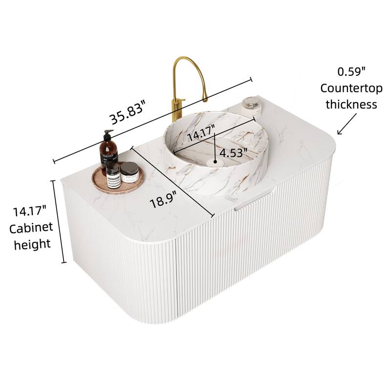 Wall-Mounted Floating Bathroom Vanity with Sink