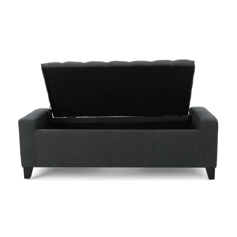 Modern Button-tufted Storage Ottoman Bench-Dark Gray