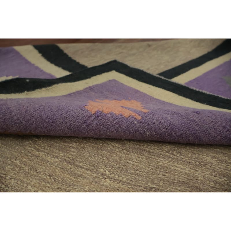 Hand Woven Oriental 100% Wool Carpet Southwestern Modern Brown Kilim Area Rug - 10' 0'' X 9' 7''