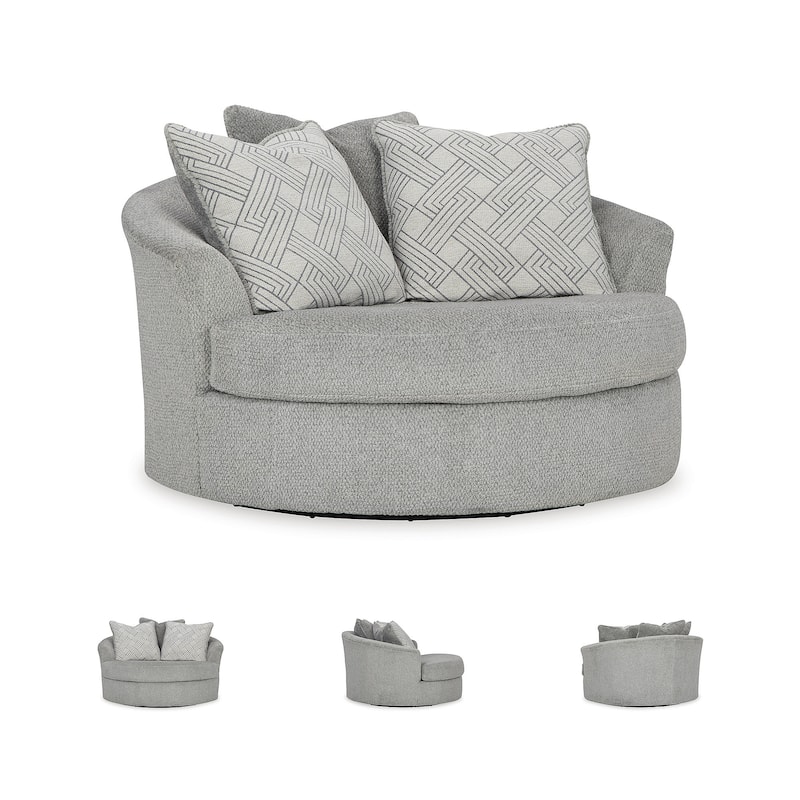 Signature Design by Ashley Casselbury Cement Oversized Swivel Accent Chair - 56" W x 55" D x 39" H