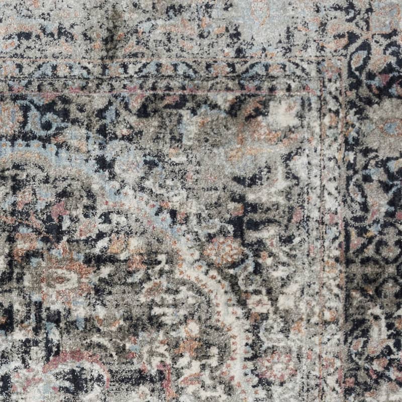 Alexander Home Contessa Distressed Antique Charcoal Medallion Rug