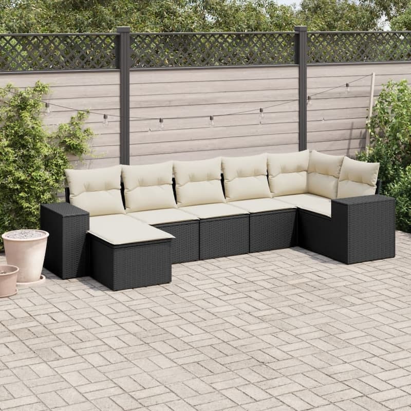 vidaXL Garden Sofa Set - Black and cream Without table
